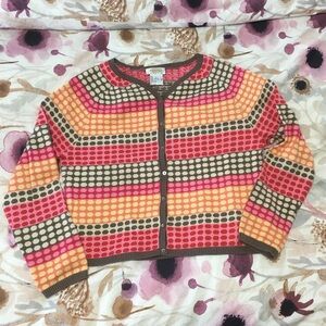 Talbots patterned cardigan sweater womens L